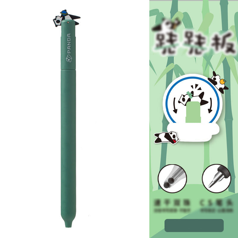 Kawaii Panda Clip Gel Pen 0.5mm Black Ink Pastel Bamboo Pen