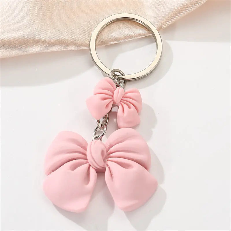 Cute Pink Bow Keychain Charm Kawaii Ribbon Bag Pendant Aesthetic Girly Key Ring Accessory Sparkels  Sparkels