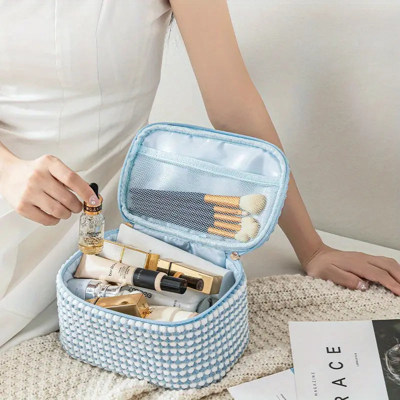 4-Piece Cosmetic Storage Bag Set Quilted & Corduroy Travel Organizer Pouches