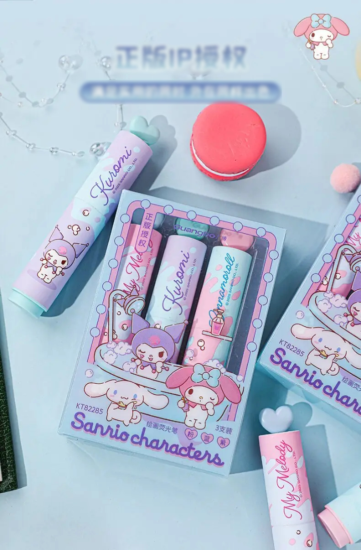 Pack Of 3 Heart Cap Double Color Highlighter Pen