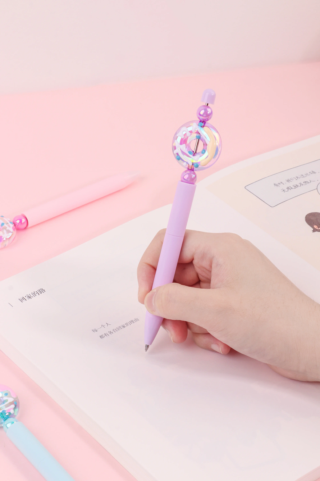 Kawaii Donut Spinner Gel Pen 0.5mm Black Ink Cute Pastel Fidget Pen