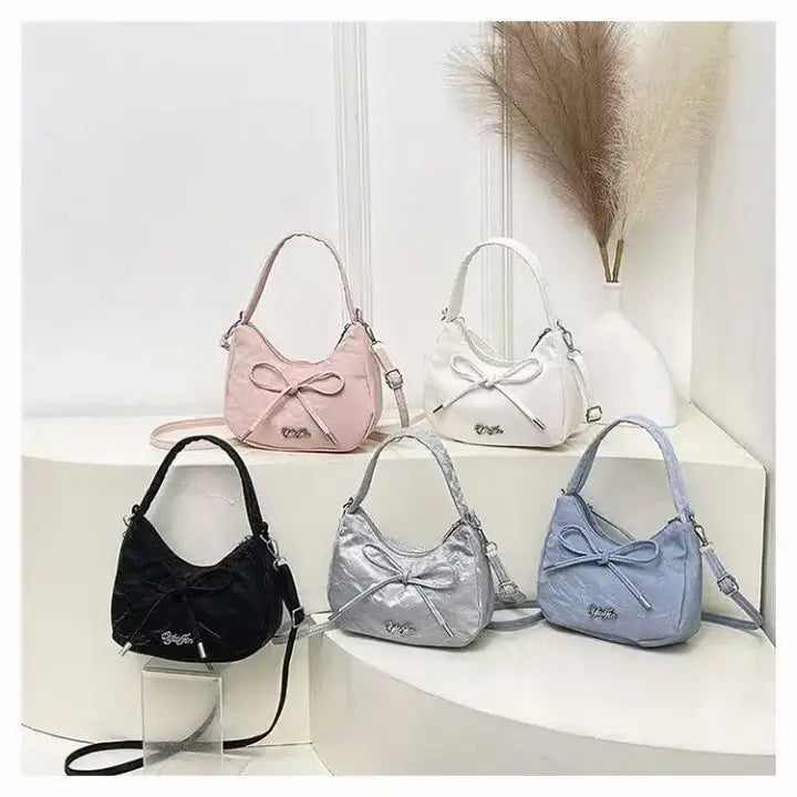 Elegant Bow Knot Mini Shoulder Bag for Women Trendy Crossbody & Handbag Cute Korean Fashion Purse Sparkels  Sparkels