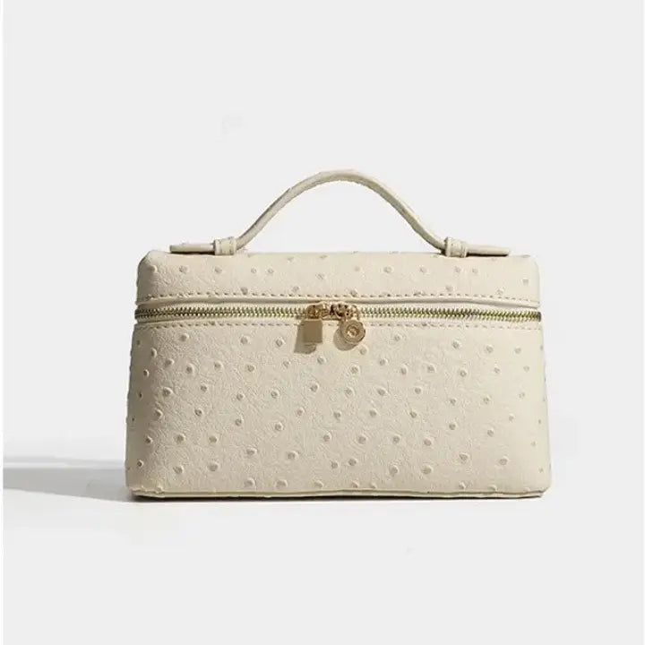 Luxury Ostrich Embossed Travel Makeup Case – Portable Cosmetic Organizer Bag