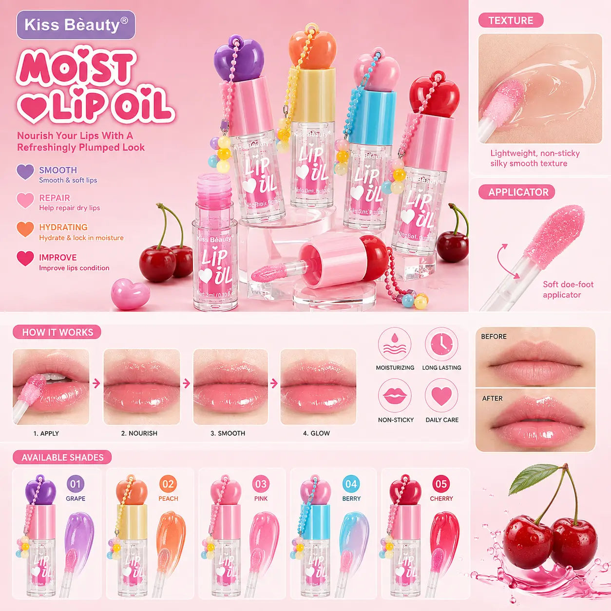 Moist Heart Lip Oil with Charm