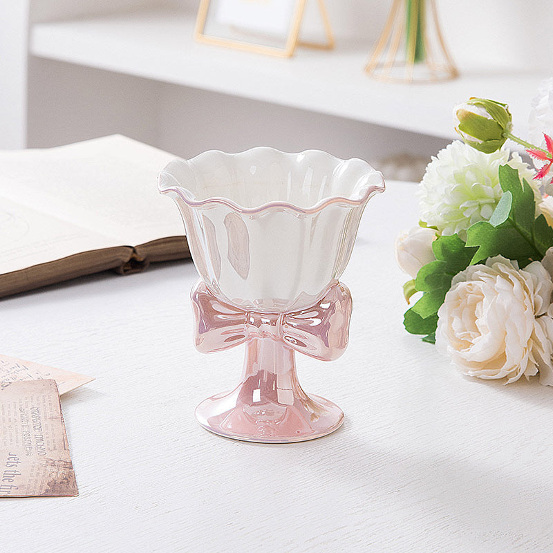 Bowknot Ceramic Cup Creative Dessert Goblet for Ice Cream