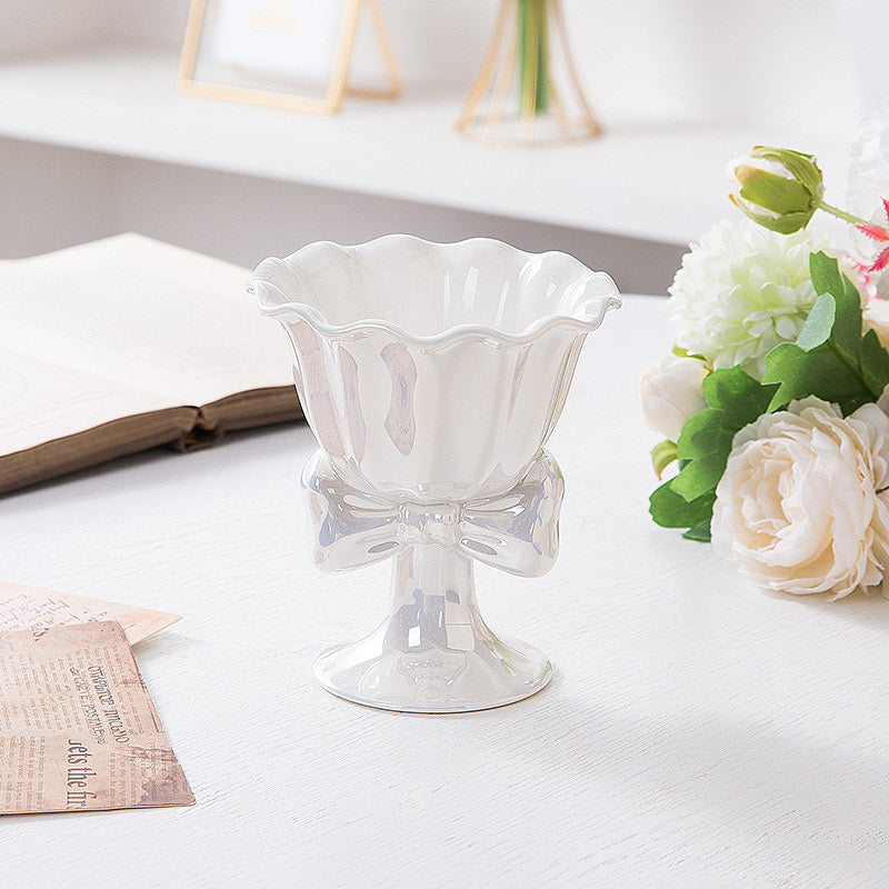 Bowknot Ceramic Cup Creative Dessert Goblet for Ice Cream