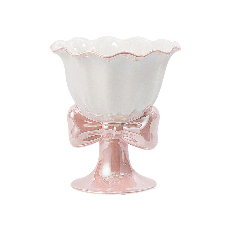 Bowknot Ceramic Cup Creative Dessert Goblet for Ice Cream