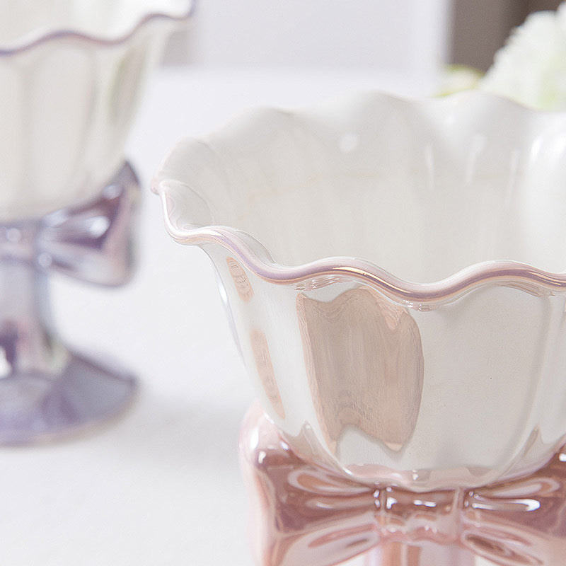 Bowknot Ceramic Cup Creative Dessert Goblet for Ice Cream