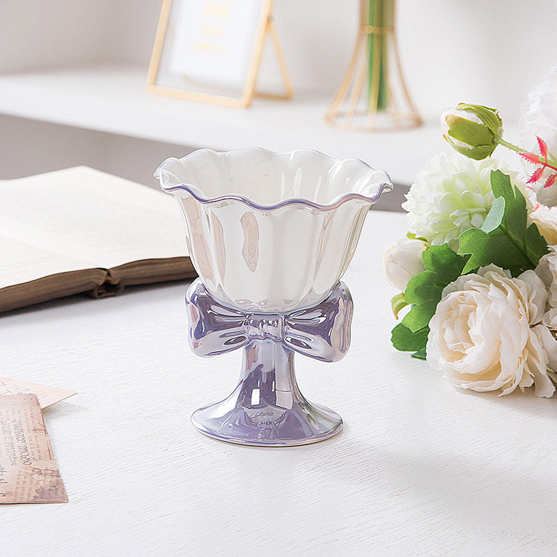 Bowknot Ceramic Cup Creative Dessert Goblet for Ice Cream