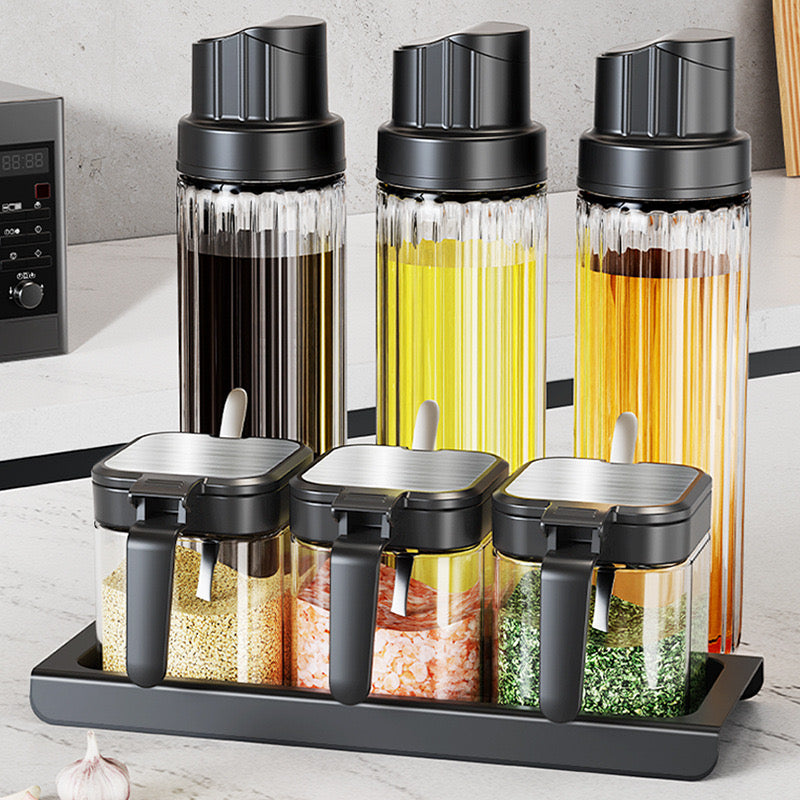 Pack Of Glass Seasoning Jar Heat-Resistant, Moisture-Proof Salt Box with Handle & Spoon Included