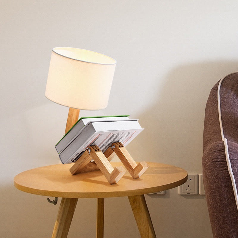 Adjustable Robot Desk Lamp Creative Study Reading Light with Fabric Lampshade for Home & Office Decor