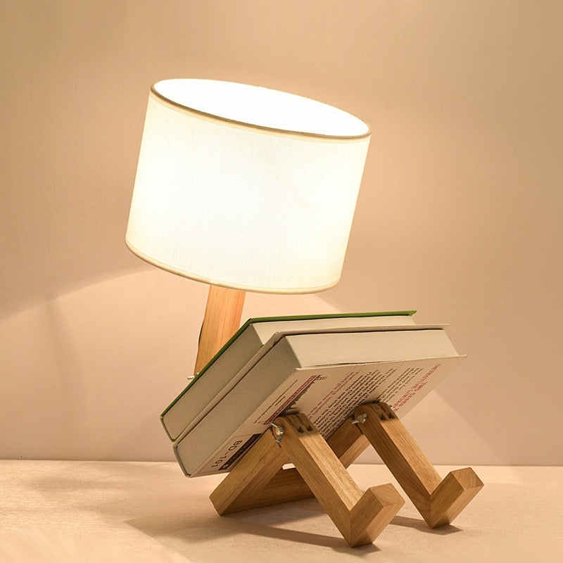 Adjustable Robot Desk Lamp Creative Study Reading Light with Fabric Lampshade for Home & Office Decor