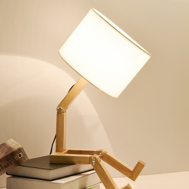 Adjustable Robot Desk Lamp Creative Study Reading Light with Fabric Lampshade for Home & Office Decor