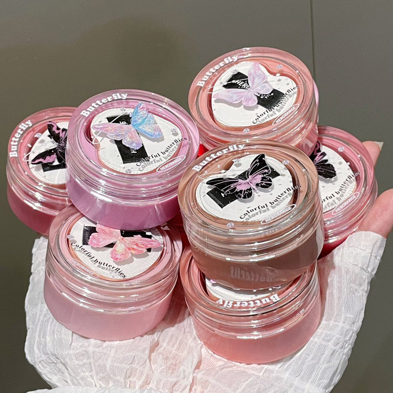 Butterfly Charm Air Sense Blush Cream Natural Brightening Matte Blusher Lightweight Cream to Powder Formula
