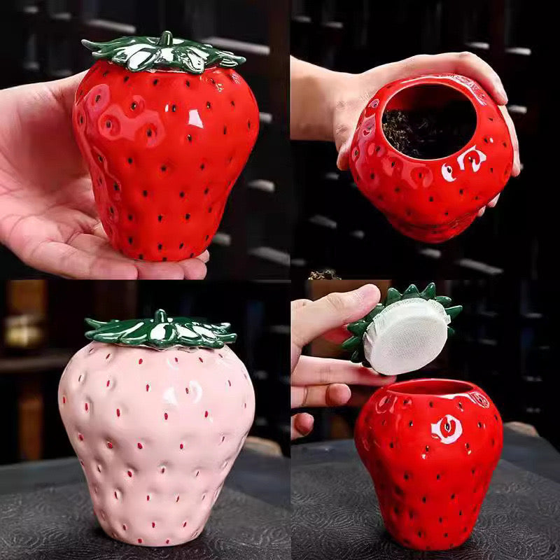 Strawberry Ceramic Vase Cute Small Flower Pot for Home Decor INS Style Aesthetic Living Room Decoration