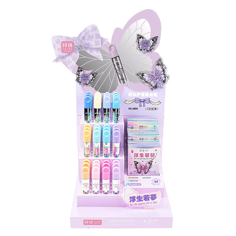 Kawaii Butterfly Pastel Highlighters Soft Dual Tip Markers Aesthetic Study Supplies