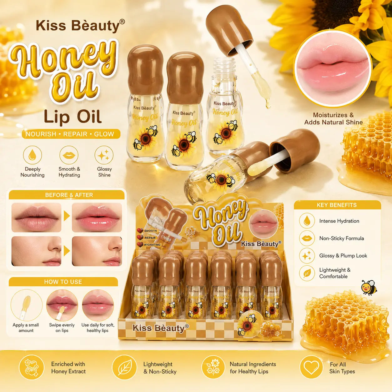 Kiss Beauty Honey Oil Nourishing Lip Oil