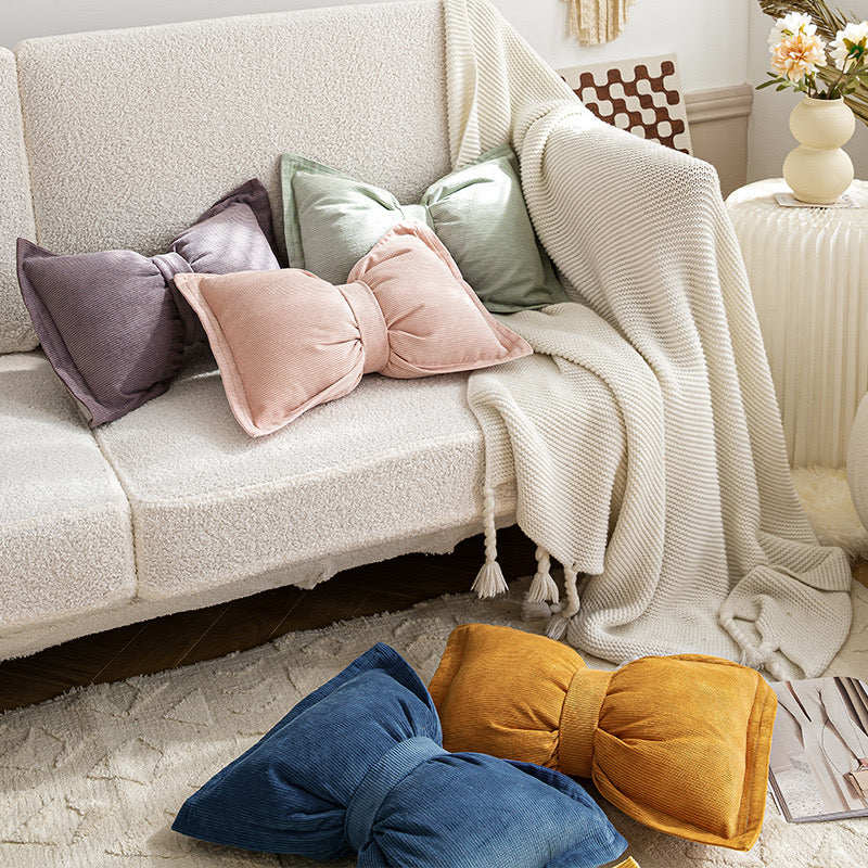 Pink Bowknot Plush Flower Pillow Cushion Super Soft Sofa & Bed Decor Without Core