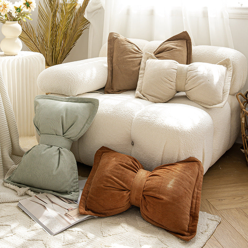 Pink Bowknot Plush Flower Pillow Cushion Super Soft Sofa & Bed Decor Without Core