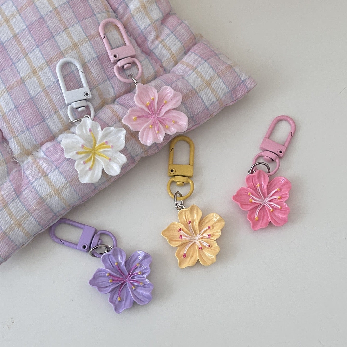 Flower Bag Pendant Keychain Delicate Acrylic Fashion Key Holder Charm