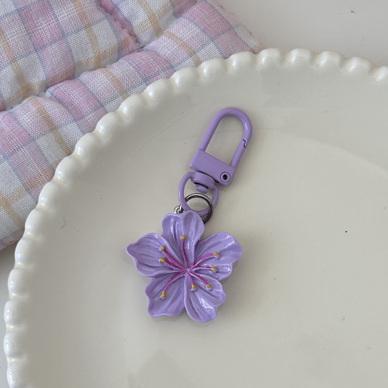 Flower Bag Pendant Keychain Delicate Acrylic Fashion Key Holder Charm