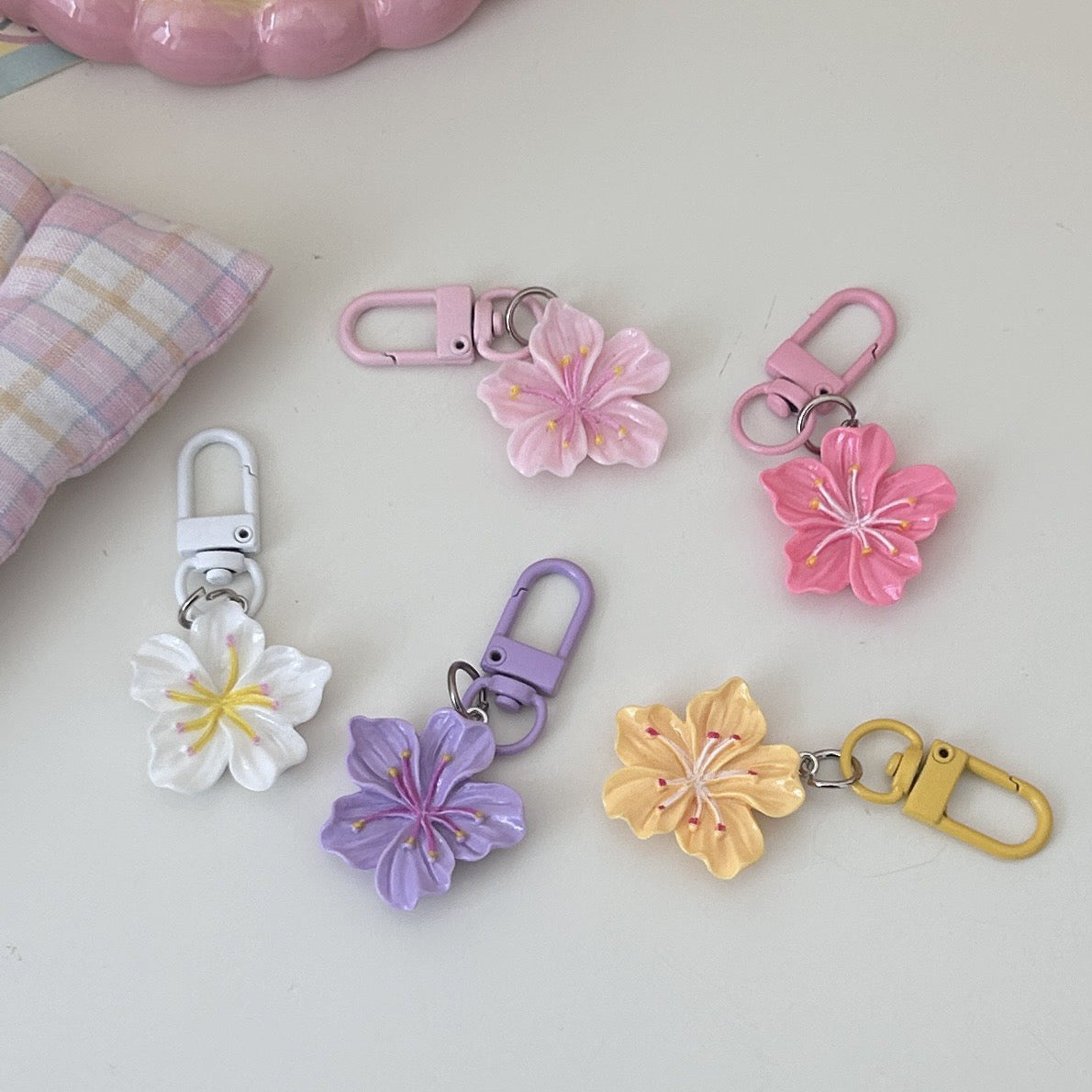 Flower Bag Pendant Keychain Delicate Acrylic Fashion Key Holder Charm