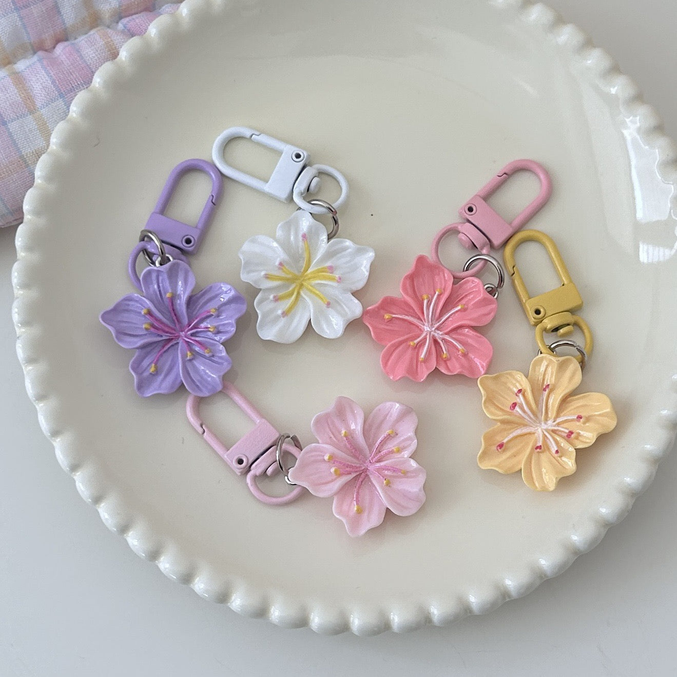 Flower Bag Pendant Keychain Delicate Acrylic Fashion Key Holder Charm