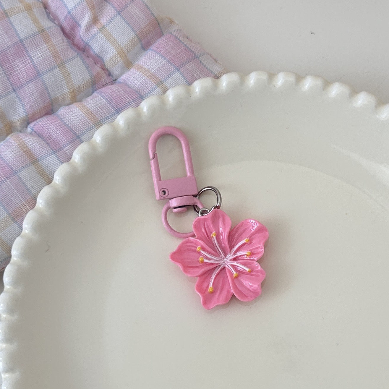 Flower Bag Pendant Keychain Delicate Acrylic Fashion Key Holder Charm