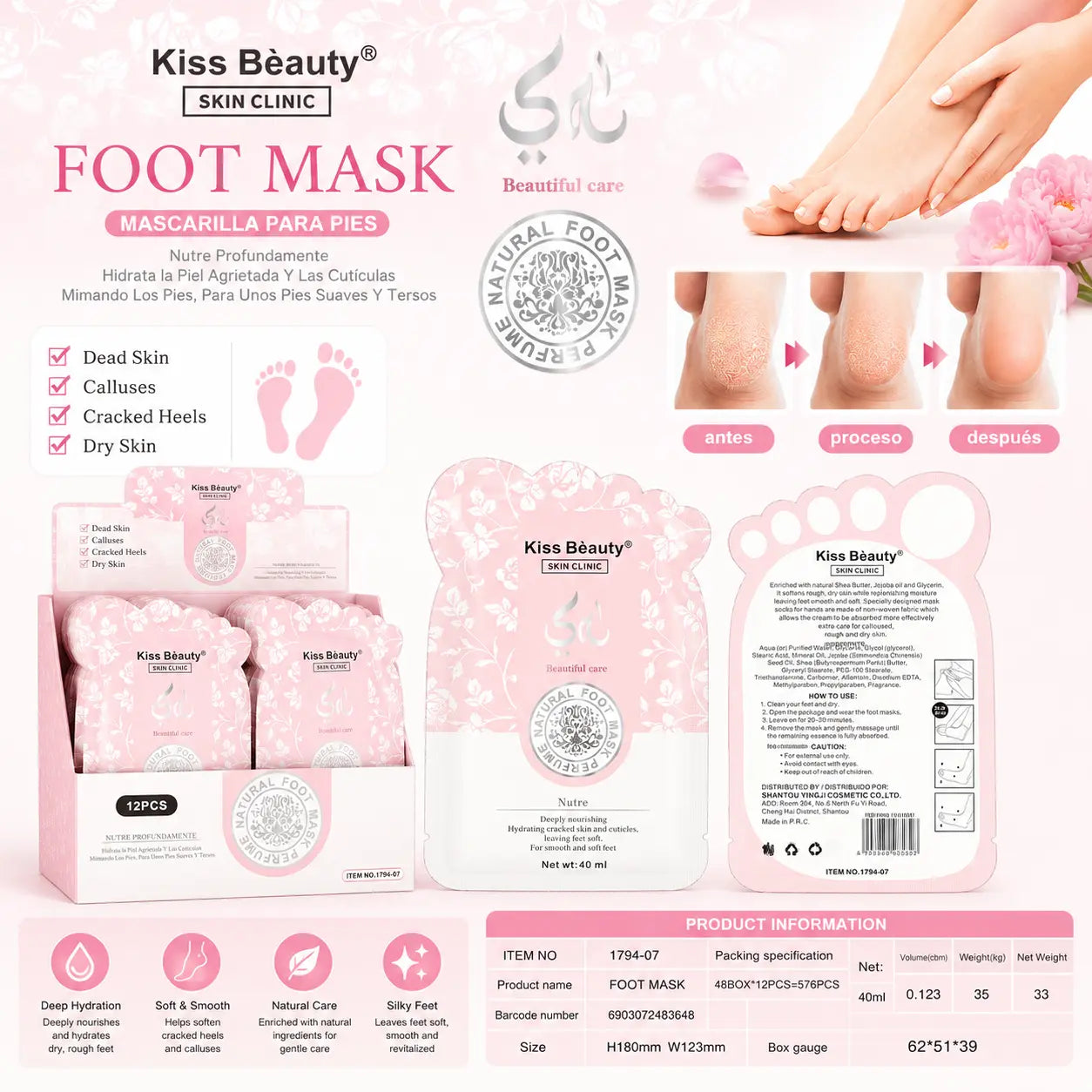 Skin Clinic Natural Foot Mask Deep Hydration & Repair