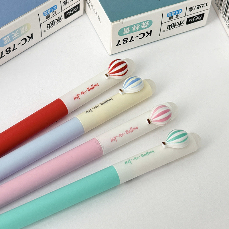 Kawaii Hot Air Balloon Gel Pens Pastel 0.5mm Smooth Ink Retractable Cute Stationery