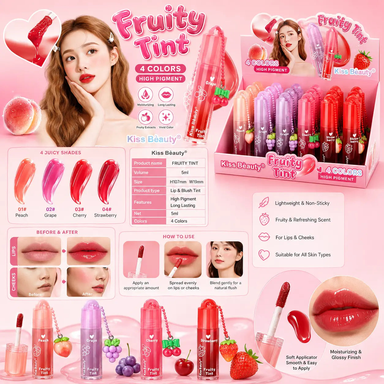 Fruity Lip & Blush Tint with Fruit Charm