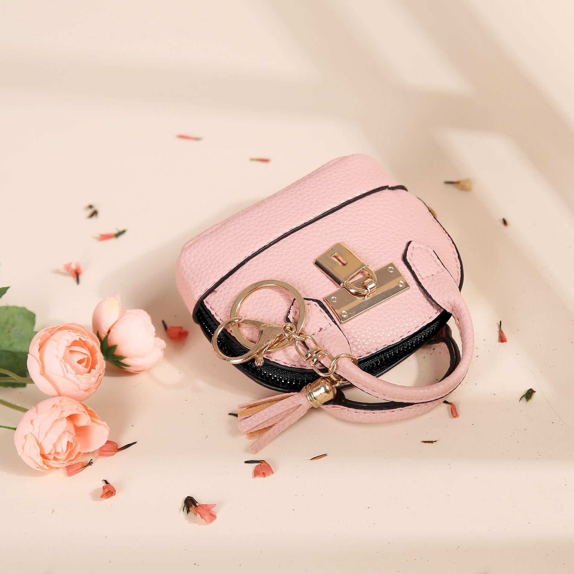 Luxury Mini Leather Coin Purse Keychain Cute Wallet Key Holder & Car Key Bag Charm