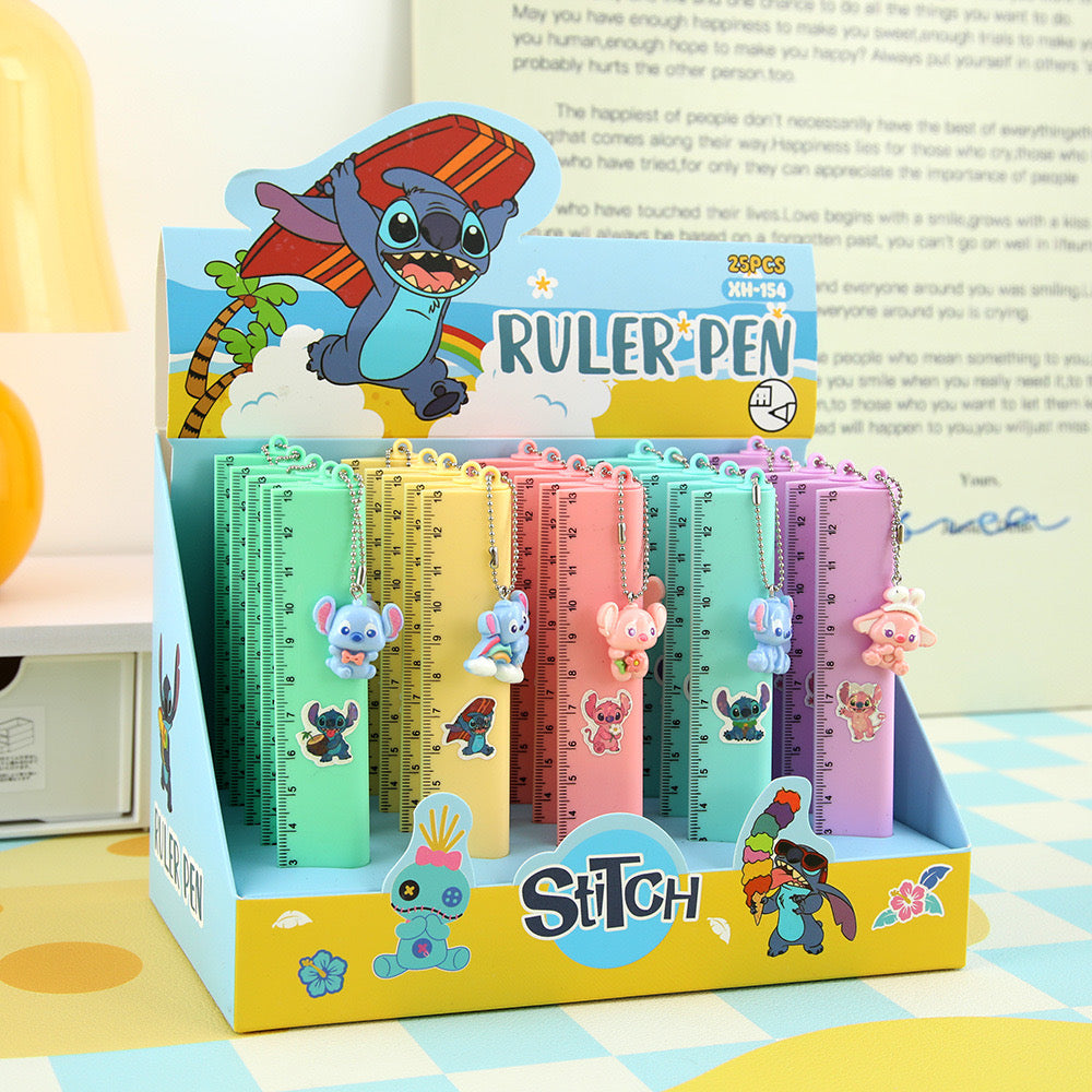 Kawaii Alien Character Ruler Pen 2 in 1 Pastel Stationery Tool