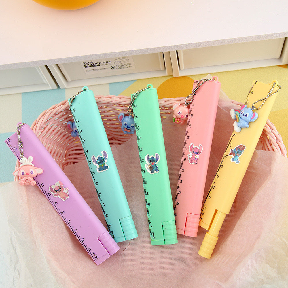 Kawaii Alien Character Ruler Pen 2 in 1 Pastel Stationery Tool