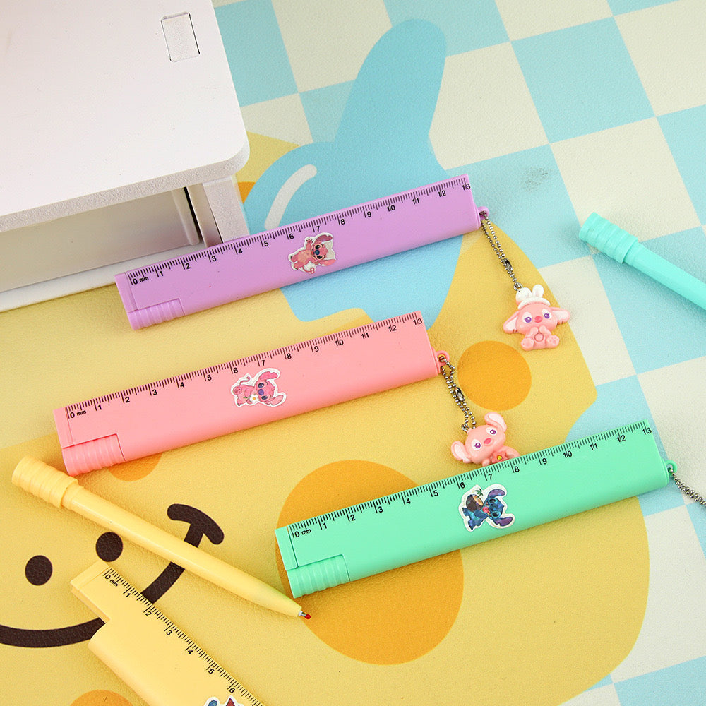 Kawaii Alien Character Ruler Pen 2 in 1 Pastel Stationery Tool