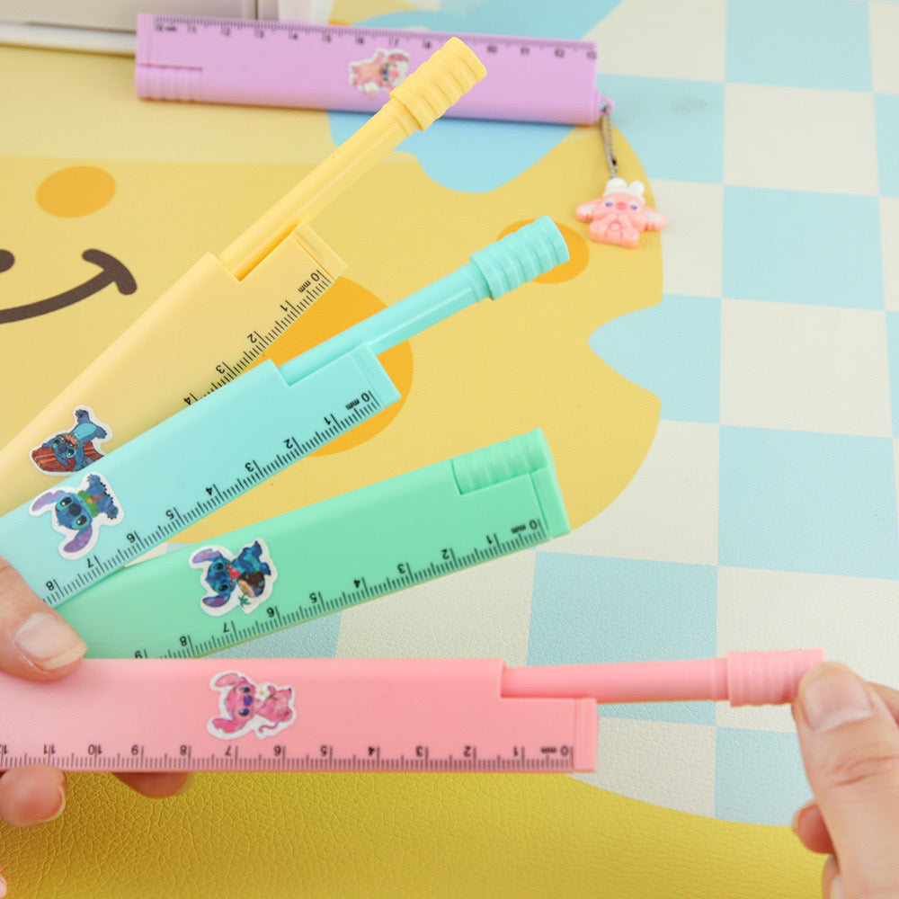 Kawaii Alien Character Ruler Pen 2 in 1 Pastel Stationery Tool