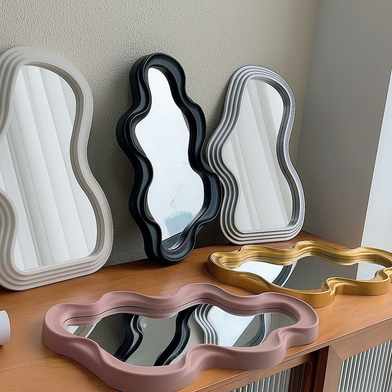 Cloud Shaped Makeup Mirror Wall Mounted & Desktop Standing Irregular Vanity Mirror