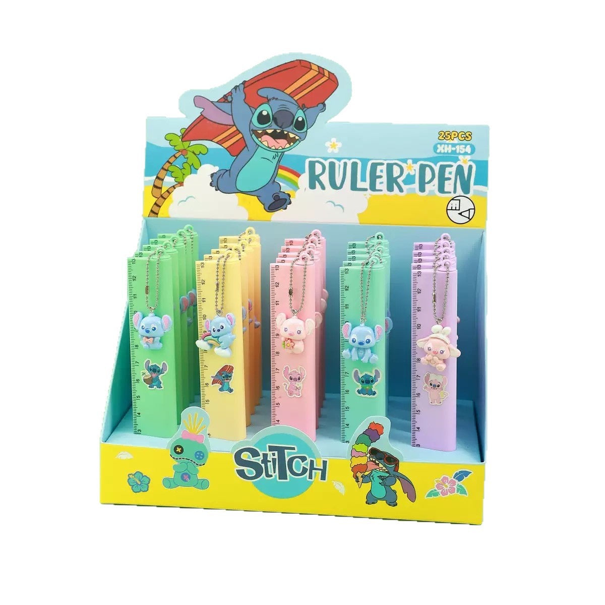 Kawaii Alien Character Ruler Pen 2 in 1 Pastel Stationery Tool