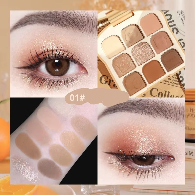 Autumn Rich Diamond Eyeshadow Palette 9 Color Matte & Shimmer Neutral Bronze Eye Makeup Palette