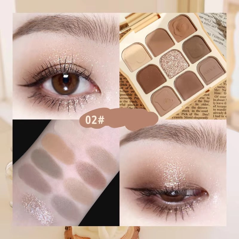 Autumn Rich Diamond Eyeshadow Palette 9 Color Matte & Shimmer Neutral Bronze Eye Makeup Palette