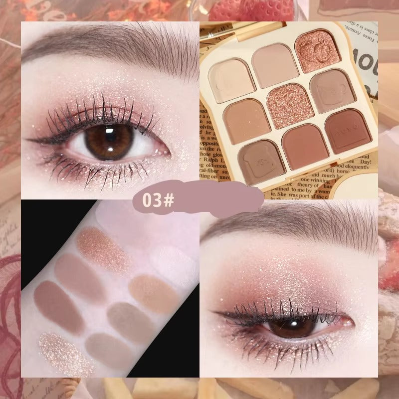 Autumn Rich Diamond Eyeshadow Palette 9 Color Matte & Shimmer Neutral Bronze Eye Makeup Palette