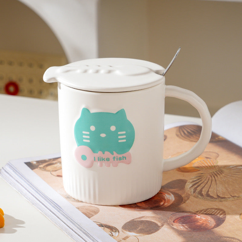 Cartoon Kitten Enamel Mug Cute Creative Gift Cup for Home & Events