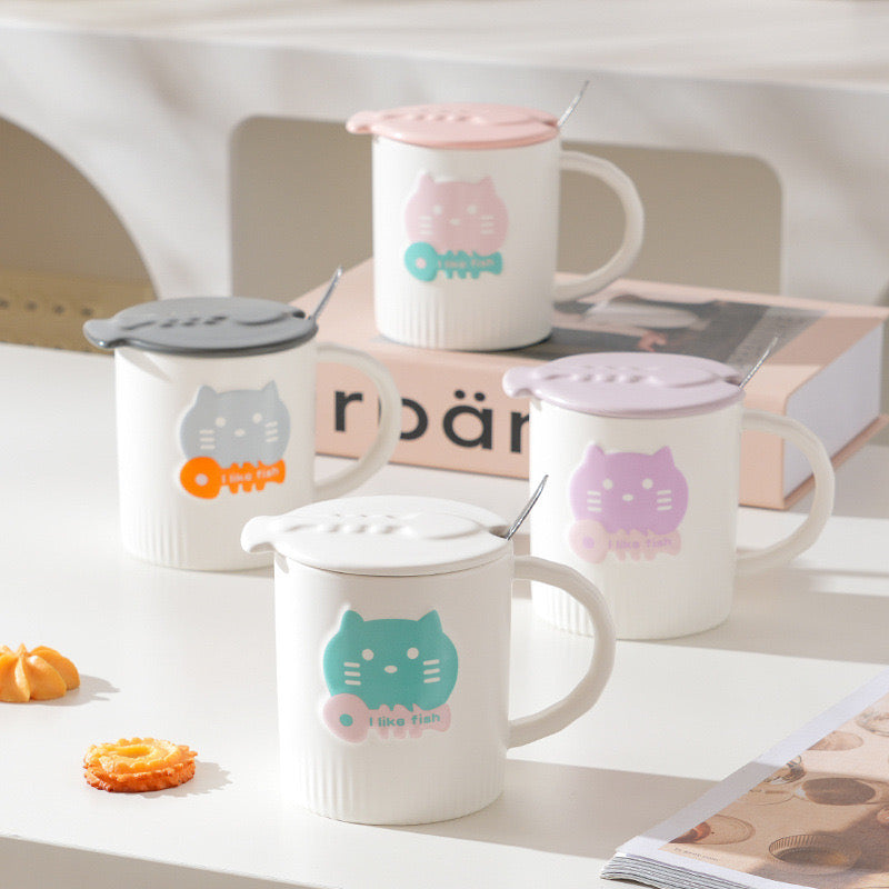 Cartoon Kitten Enamel Mug Cute Creative Gift Cup for Home & Events