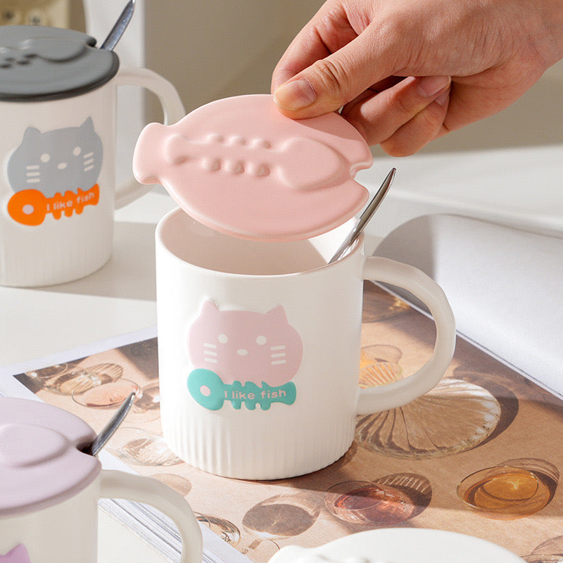 Cartoon Kitten Enamel Mug Cute Creative Gift Cup for Home & Events