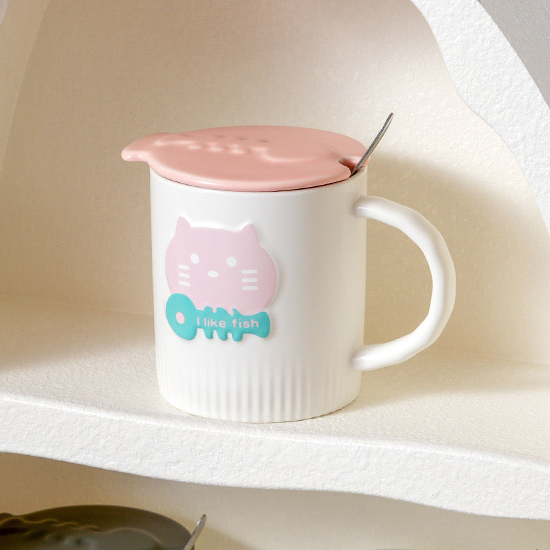 Cartoon Kitten Enamel Mug Cute Creative Gift Cup for Home & Events