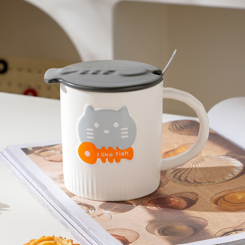 Cartoon Kitten Enamel Mug Cute Creative Gift Cup for Home & Events