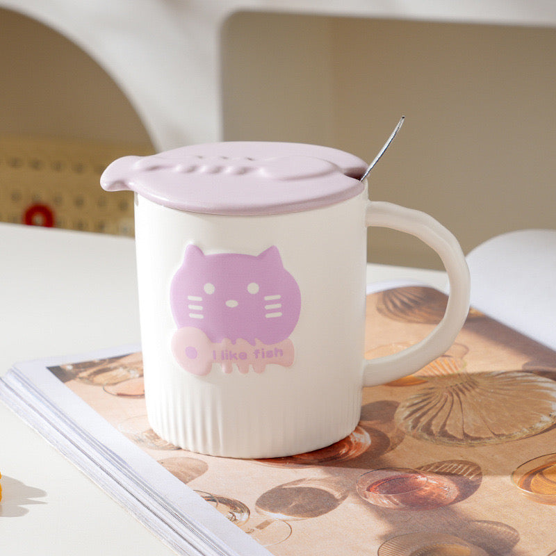 Cartoon Kitten Enamel Mug Cute Creative Gift Cup for Home & Events