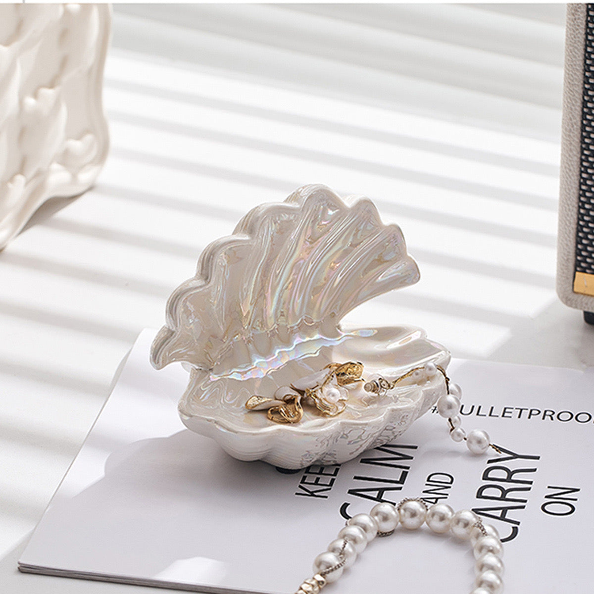 Mini Shell Jewelry Tray Decorative Necklace Display & Soap Dish Minimalist Bathroom Ornament & Gift Accessories