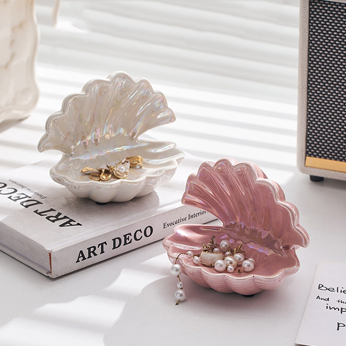 Mini Shell Jewelry Tray Decorative Necklace Display & Soap Dish Minimalist Bathroom Ornament & Gift Accessories
