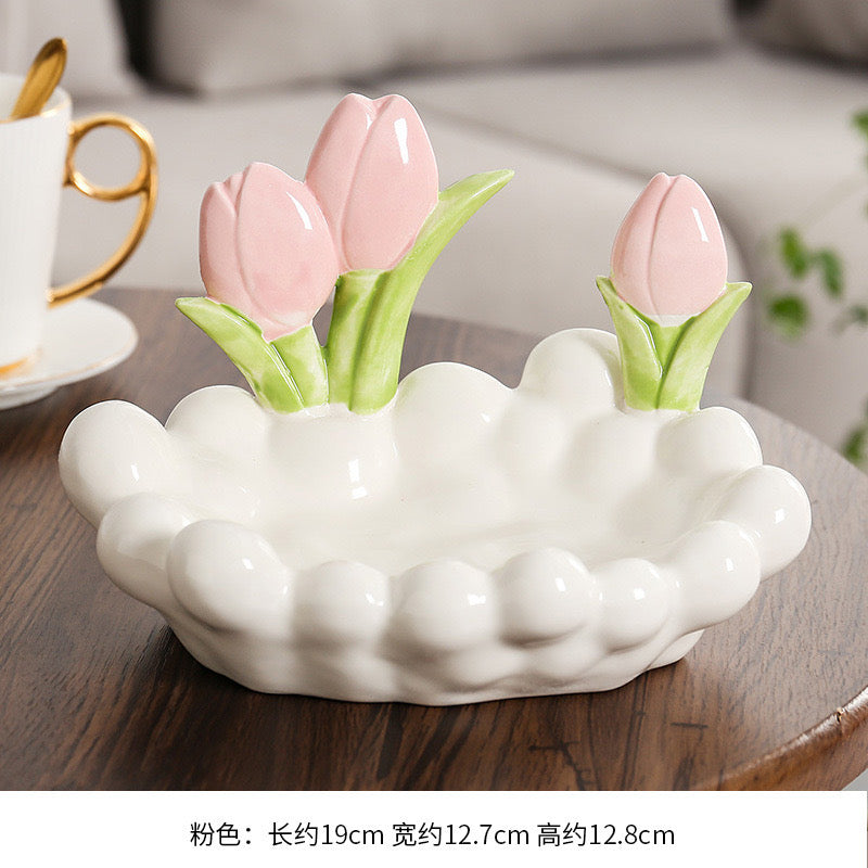 Tulip Light Luxury Storage Box Portable Jewelry & Cosmetic Organizer Tray for Home, Hotel, and Desktop Use